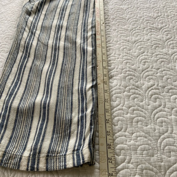 Per Se Striped Linen Blend Pull On Straight Leg Pants Blue Tan and White Size M - Picture 12 of 12